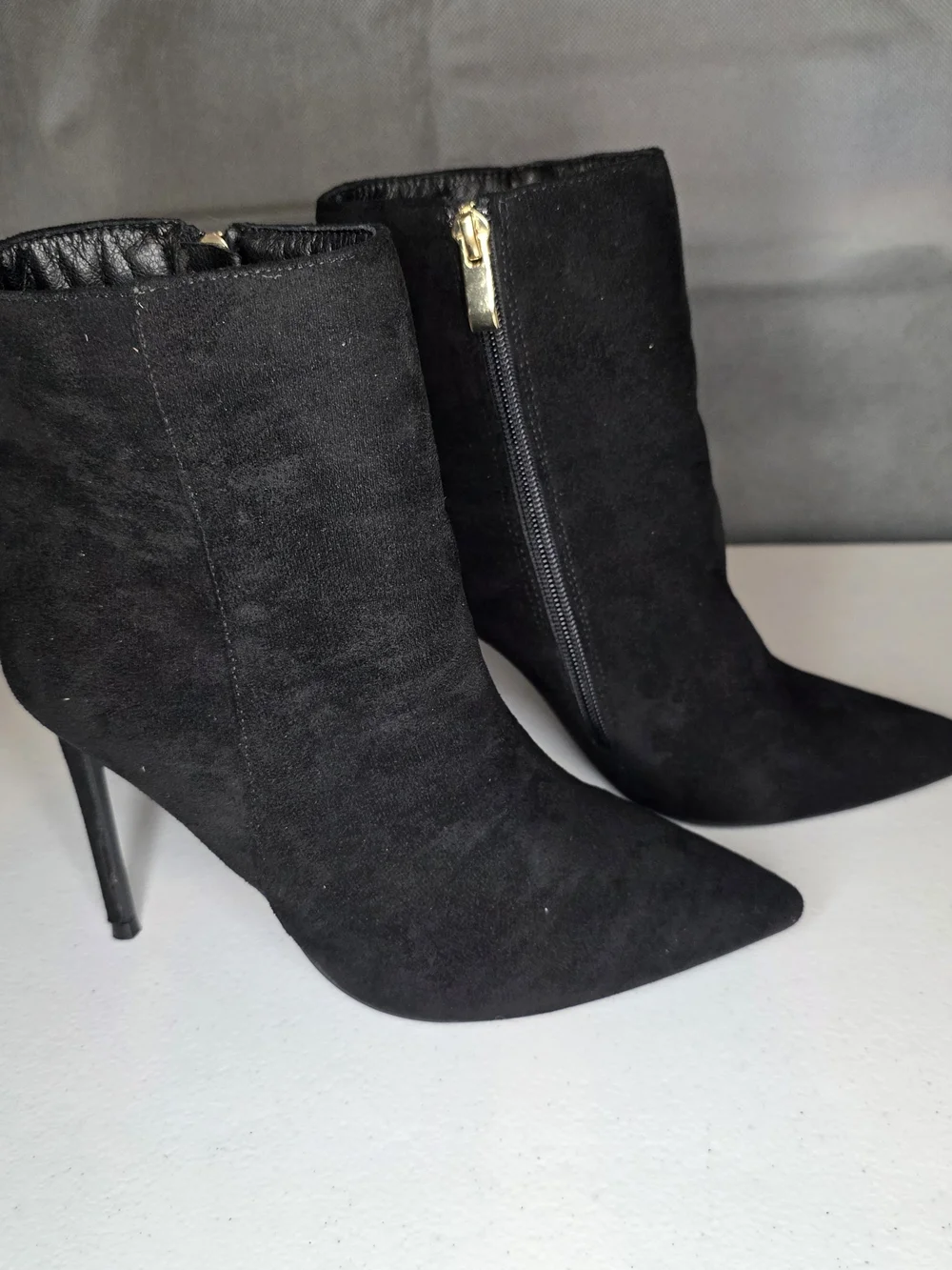GenShuo‎ Black Stiletto Ankle Booties Pointed Toe Dress Boots Size 7